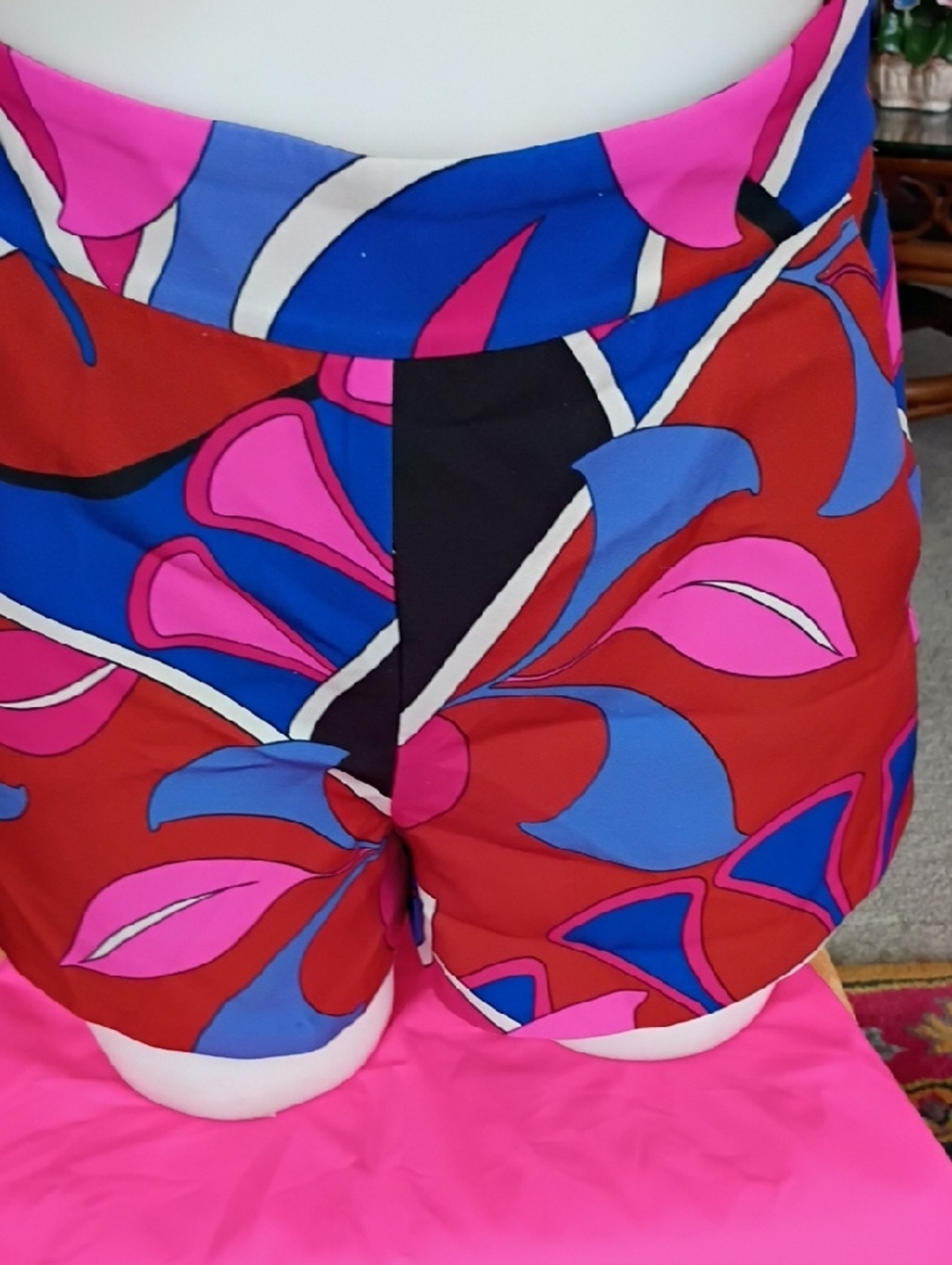Zara Vibrant Floral Print High-Waist Shorts - Pink, Blue & Brown